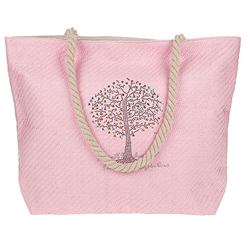 Tree of Life Studded Tote Bag Pink